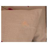 Delightful Slip Cover Bench with Rose Decorated Throw Pillows