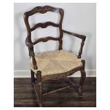 Brilliant Carved Rush Seat Accent Chair