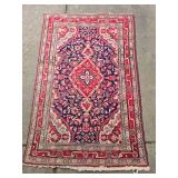 Gorgeous Vintage Persian Dargazine Wool Area Rug - Scarlet / Navy