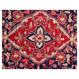 Gorgeous Vintage Persian Dargazine Wool Area Rug - Scarlet / Navy