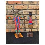 Vintage Fine Art Pressed Metal Sculpture Pair - Bill & Marsha Finks - Crazy Head - Jewel