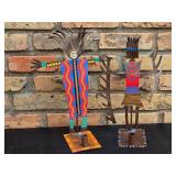 Vintage Fine Art Pressed Metal Sculpture Pair - Bill & Marsha Finks - Crazy Head - Jewel