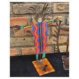 Vintage Fine Art Pressed Metal Sculpture Pair - Bill & Marsha Finks - Crazy Head - Jewel