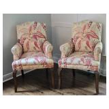 Delightful Red Floral Print Armchair Pair