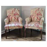 Delightful Red Floral Print Armchair Pair