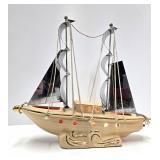 Working Mid Century Ceramic Sailing Ship TV Lamp