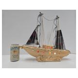 Working Mid Century Ceramic Sailing Ship TV Lamp