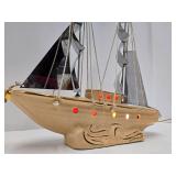 Working Mid Century Ceramic Sailing Ship TV Lamp