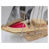 Working Mid Century Ceramic Sailing Ship TV Lamp