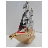 Working Mid Century Ceramic Sailing Ship TV Lamp
