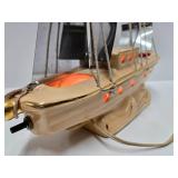 Working Mid Century Ceramic Sailing Ship TV Lamp