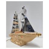 Working Mid Century Ceramic Sailing Ship TV Lamp