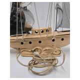 Working Mid Century Ceramic Sailing Ship TV Lamp