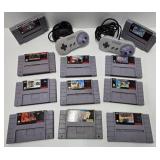 Group of Super Nintendo SNES Video Games & 2 Controllers