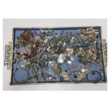 Estate Lot - Very Nice Mid Century Enameled Tray Full of Costume Jewelry etc