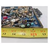 Estate Lot - Very Nice Mid Century Enameled Tray Full of Costume Jewelry etc