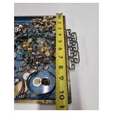 Estate Lot - Very Nice Mid Century Enameled Tray Full of Costume Jewelry etc