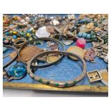 Estate Lot - Very Nice Mid Century Enameled Tray Full of Costume Jewelry etc