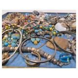 Estate Lot - Very Nice Mid Century Enameled Tray Full of Costume Jewelry etc