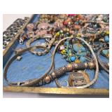 Estate Lot - Very Nice Mid Century Enameled Tray Full of Costume Jewelry etc