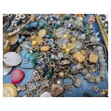 Estate Lot - Very Nice Mid Century Enameled Tray Full of Costume Jewelry etc