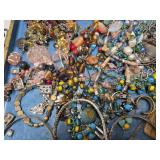 Estate Lot - Very Nice Mid Century Enameled Tray Full of Costume Jewelry etc