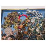 Estate Lot - Very Nice Mid Century Enameled Tray Full of Costume Jewelry etc