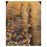 Pair of Vintage Russian Raised Copper Oval Wall Plaques