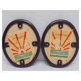 Pair of Vintage Russian Raised Copper Oval Wall Plaques