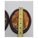 Pair of Vintage Russian Raised Copper Oval Wall Plaques