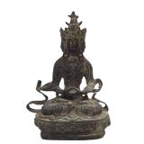 Antique Cast Bronze or Metal Tara Buddha Sculpture