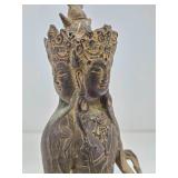 Antique Cast Bronze or Metal Tara Buddha Sculpture