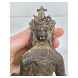 Antique Cast Bronze or Metal Tara Buddha Sculpture
