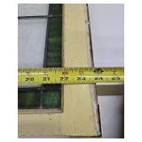 Great Looking Antique Stained Glass Window - Yellow & Green w/Great Faceted Center Piece