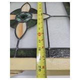Great Looking Antique Stained Glass Window - Yellow & Green w/Great Faceted Center Piece
