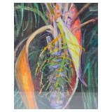 Original Abstract Watercolor Painting by Alice Benjamin Boudreau - Brightly Colored Palm Tree