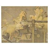 Old Vintage Norman Rockwell Print - "The Christmas Coach"