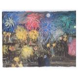 Very Nice Looking Framed Serigraph by Jennifer Bartlett - "Earth Fireworks"