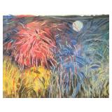 Very Nice Looking Framed Serigraph by Jennifer Bartlett - "Earth Fireworks"