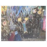 Very Nice Looking Framed Serigraph by Jennifer Bartlett - "Earth Fireworks"