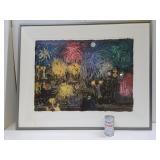 Very Nice Looking Framed Serigraph by Jennifer Bartlett - "Earth Fireworks"