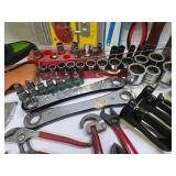 Large Estate Lot of Good Tools - Hatchets , Bike Pump, Wrenches, Sockets etc