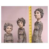 Group of 3 Large Signed Figural Sculptures by Minnesota Artist Krissy Catt