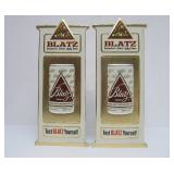 Pair of NOS Vintage BLATZ Embossed Beer Advertising Signs - "Test Blatz Yourself"