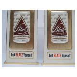 Pair of NOS Vintage BLATZ Embossed Beer Advertising Signs - "Test Blatz Yourself"