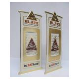 Pair of NOS Vintage BLATZ Embossed Beer Advertising Signs - "Test Blatz Yourself"