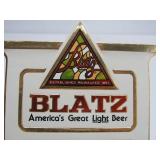 Pair of NOS Vintage BLATZ Embossed Beer Advertising Signs - "Test Blatz Yourself"