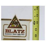 Pair of NOS Vintage BLATZ Embossed Beer Advertising Signs - "Test Blatz Yourself"