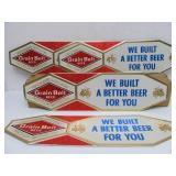 Lot of 4 NOS Vintage GRAIN BELT Embossed Beer Advertising Signs - "We Built a Better Beer For You"