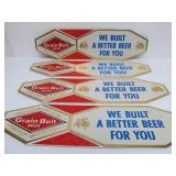 Lot of 4 NOS Vintage GRAIN BELT Embossed Beer Advertising Signs - "We Built a Better Beer For You"